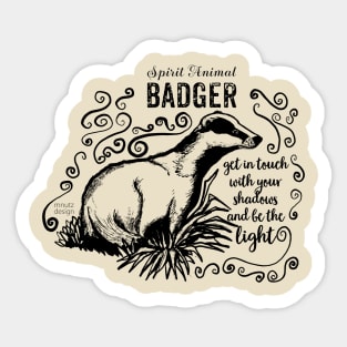 Spirit animal - badger - black Sticker